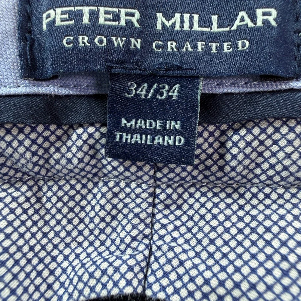 Peter Millar Crown Crafted Mens 34x34 Navy Blue Geometric Diamond Print Pants